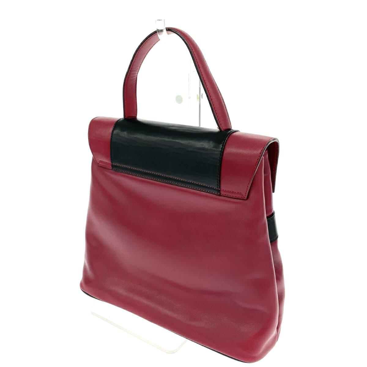 TRUSSARDI Handbag Logo Plate Top Handle Leather Vintage Bordeaux Ladies 3