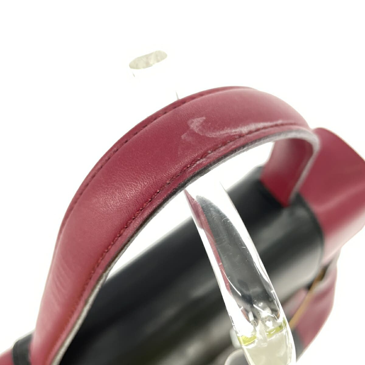 TRUSSARDI Handbag Logo Plate Top Handle Leather Vintage Bordeaux Ladies 4