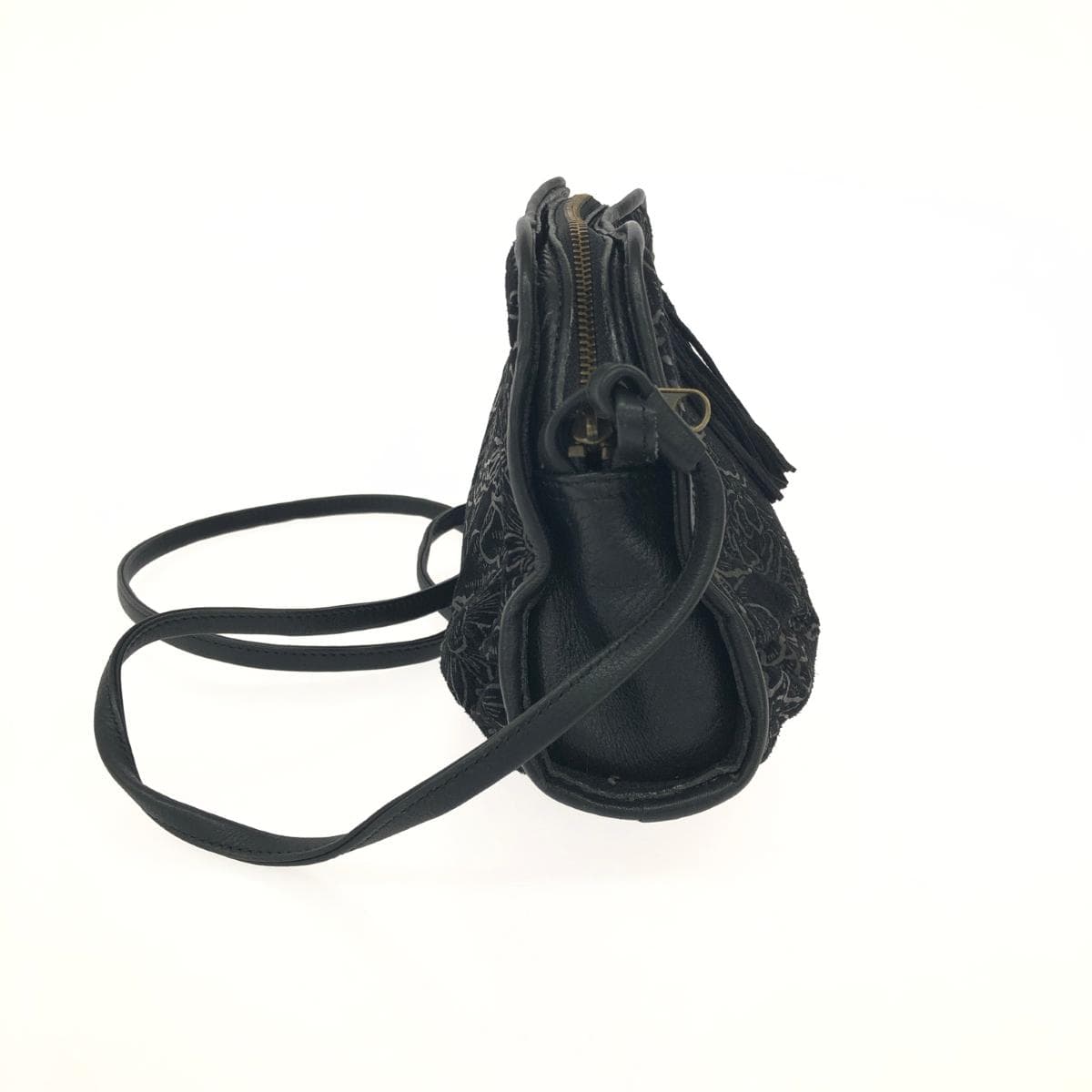 IBIZA Ibiza Shoulder Bag Floral Pattern Leather Black Women's 2