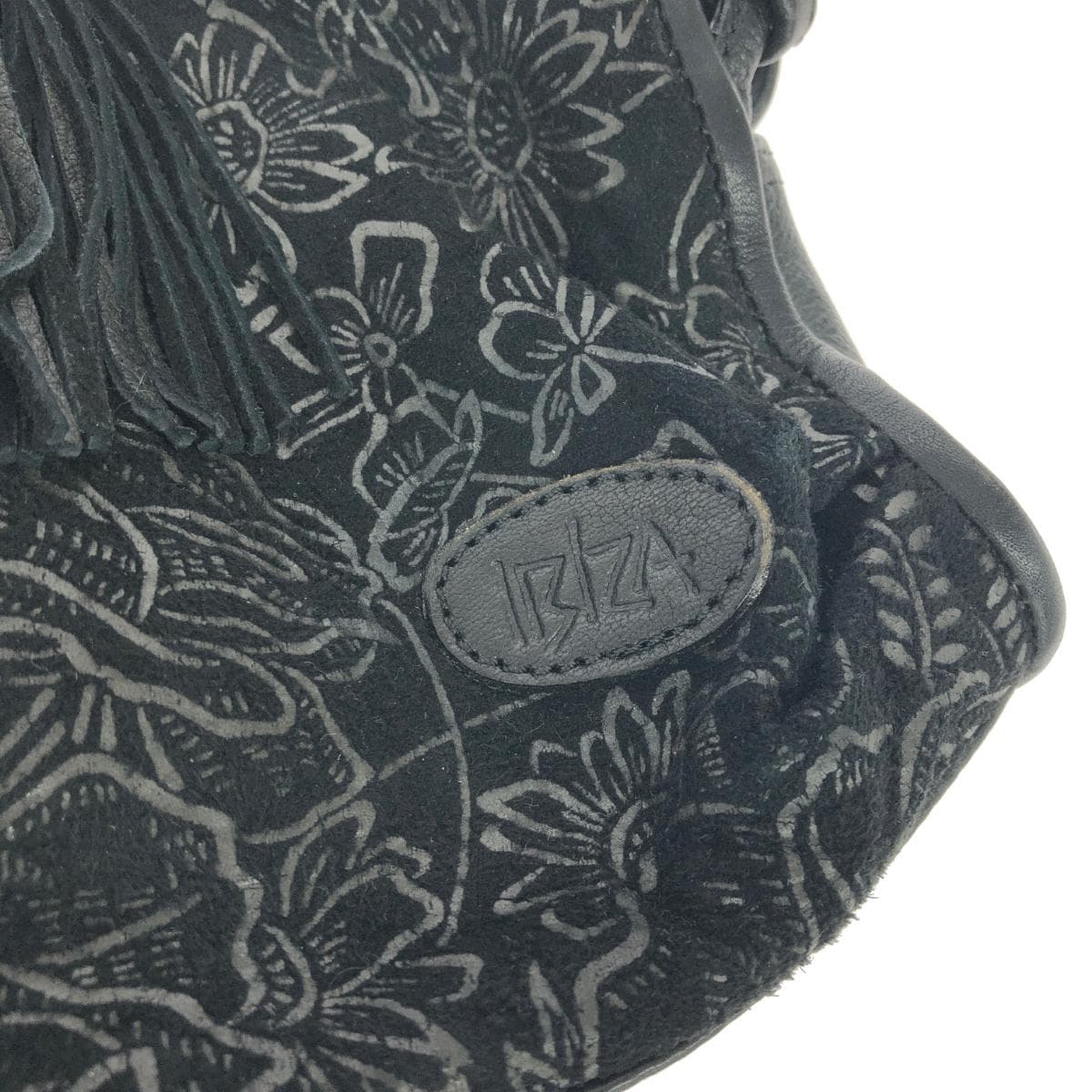 IBIZA Ibiza Shoulder Bag Floral Pattern Leather Black Women's 5