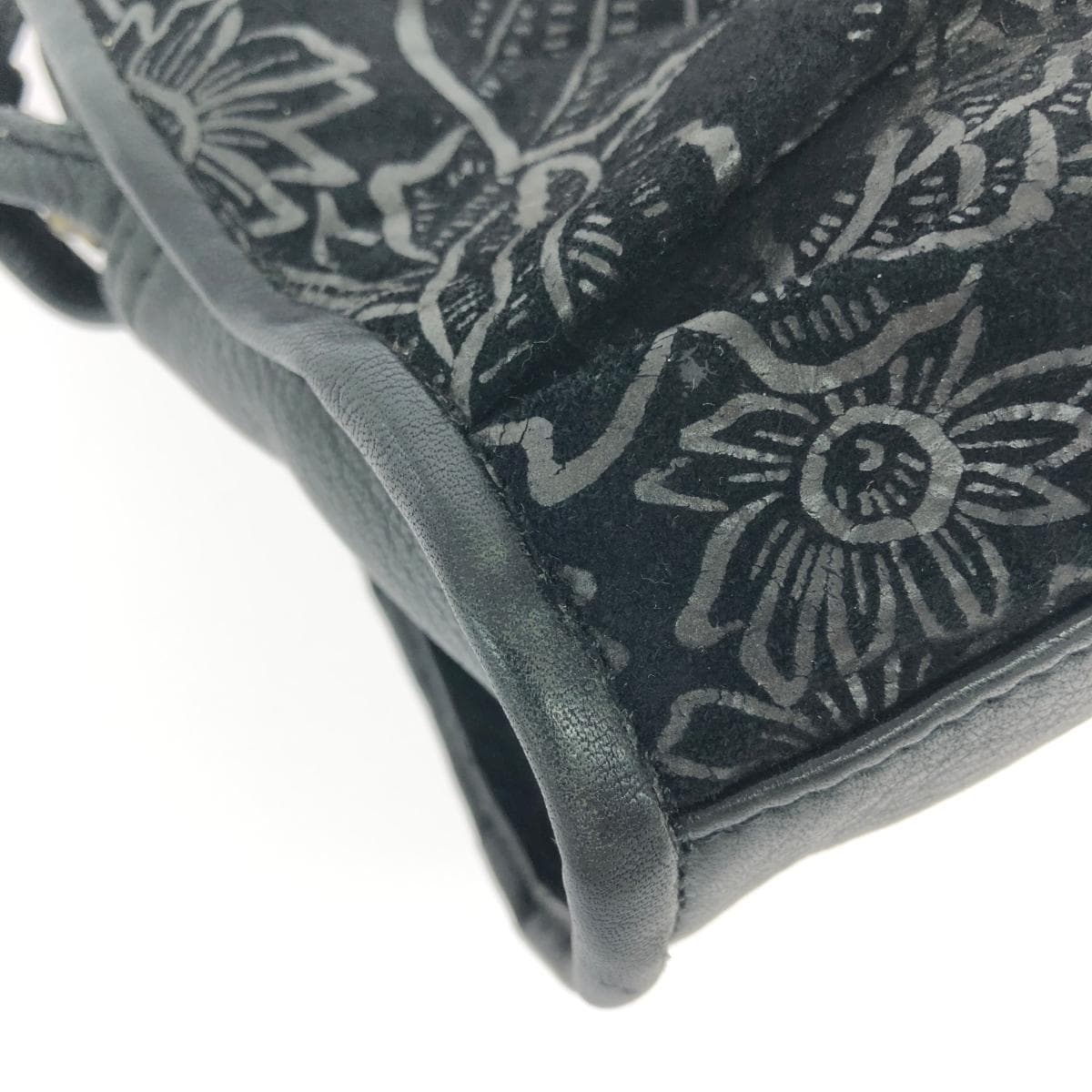 IBIZA Ibiza Shoulder Bag Floral Pattern Leather Black Women's 8