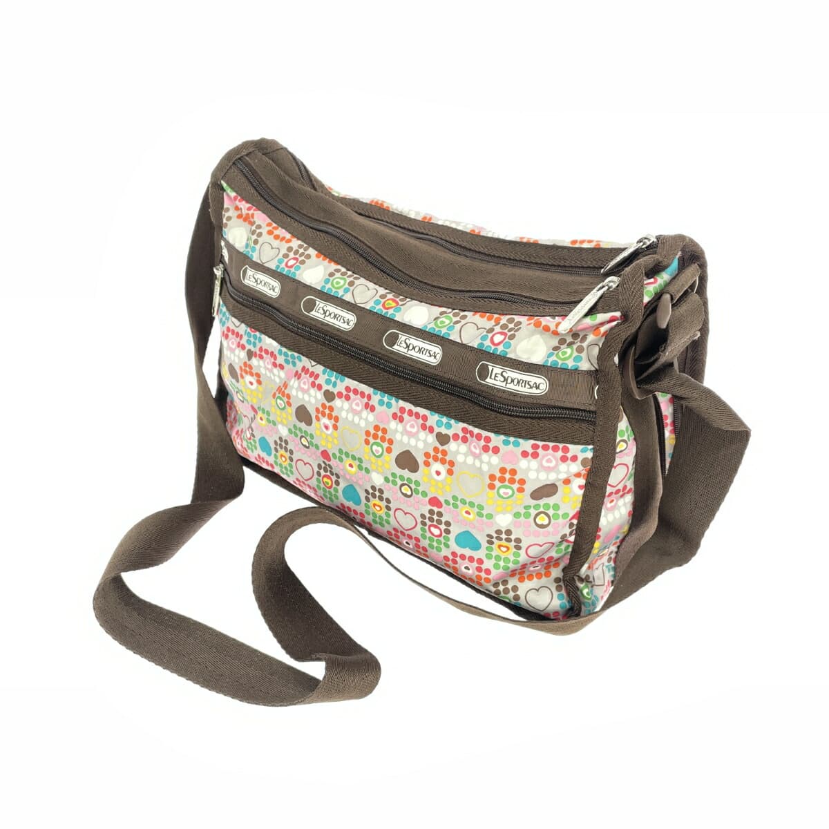 LeSportsac Shoulder Bag Heart Dot Logo Nylon Brown Ladies 3