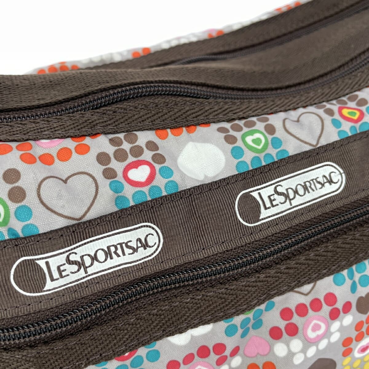 LeSportsac Shoulder Bag Heart Dot Logo Nylon Brown Ladies 4