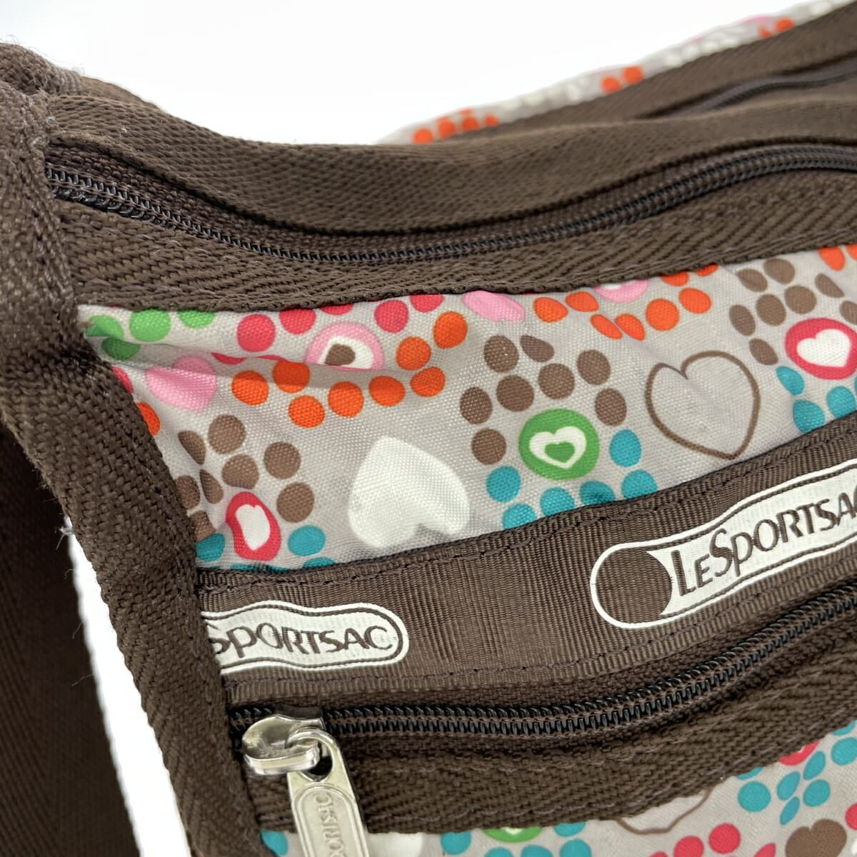 LeSportsac Shoulder Bag Heart Dot Logo Nylon Brown Ladies 8