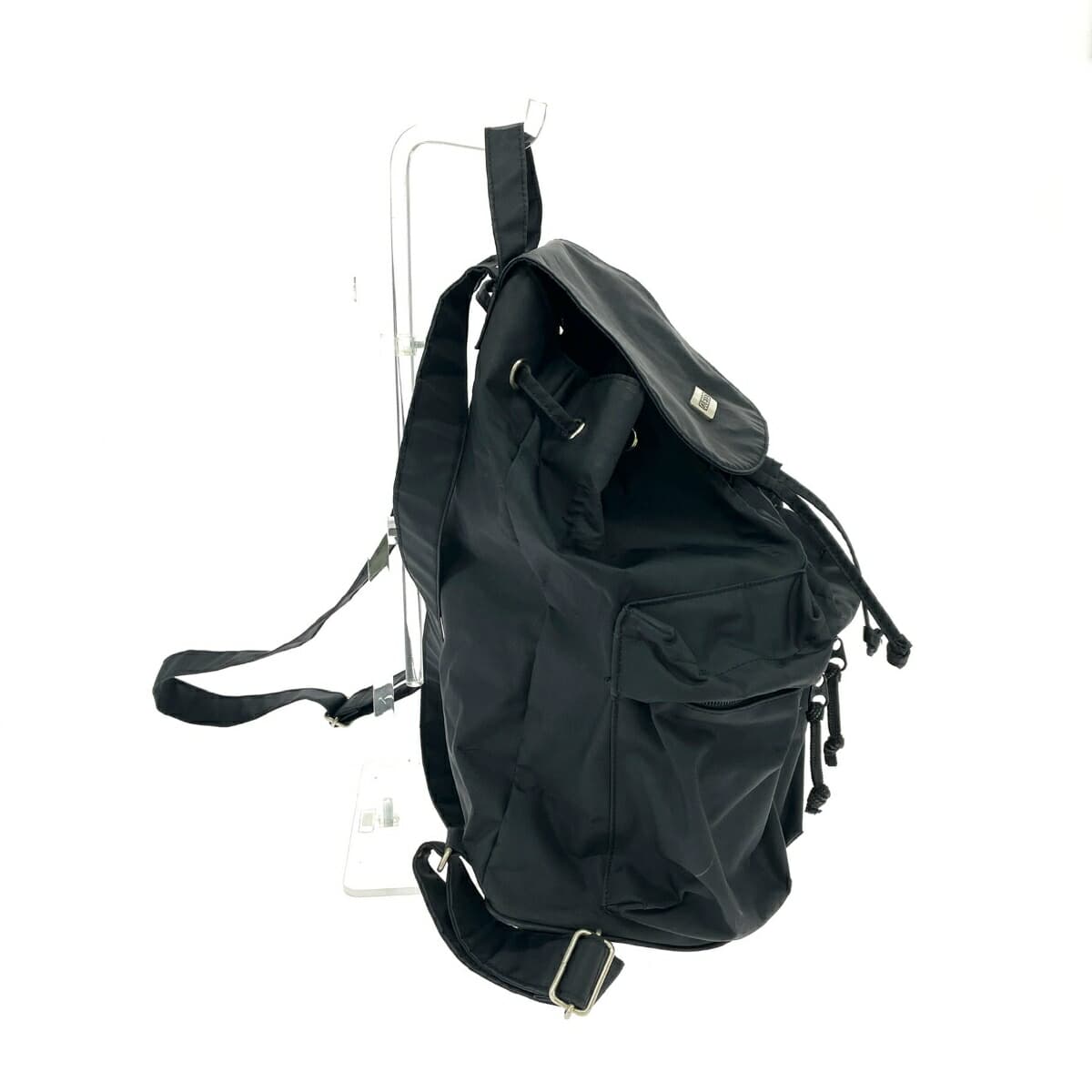 GUESS Drawstring Backpack Logo Hardware Nylon Black Unisex 2