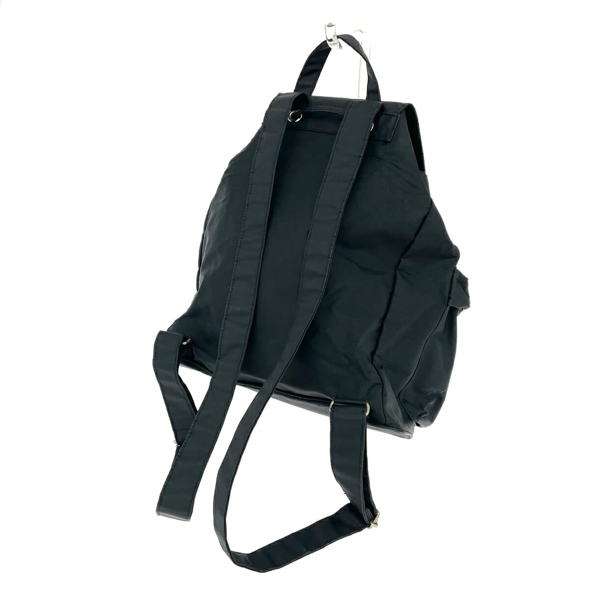 GUESS Drawstring Backpack Logo Hardware Nylon Black Unisex 3