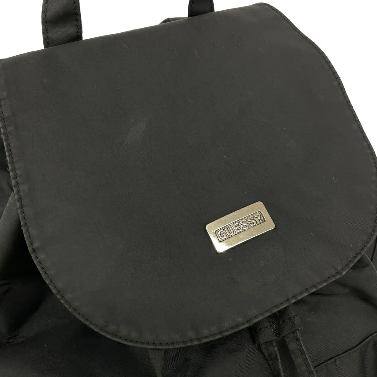GUESS Drawstring Backpack Logo Hardware Nylon Black Unisex 6