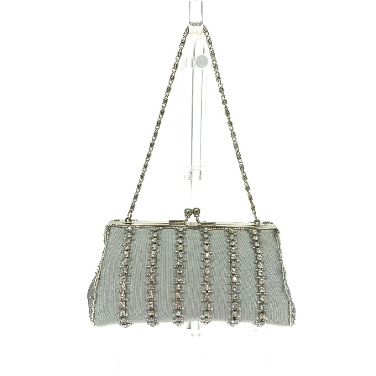 Clutch bag party bag coin purse chain bag rhinestones/satin silver color for women