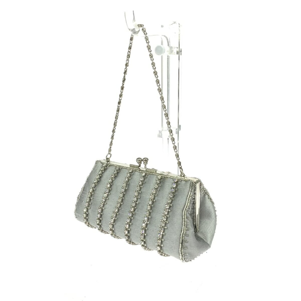 Clutch bag party bag coin purse chain bag rhinestones/satin silver color for women 3