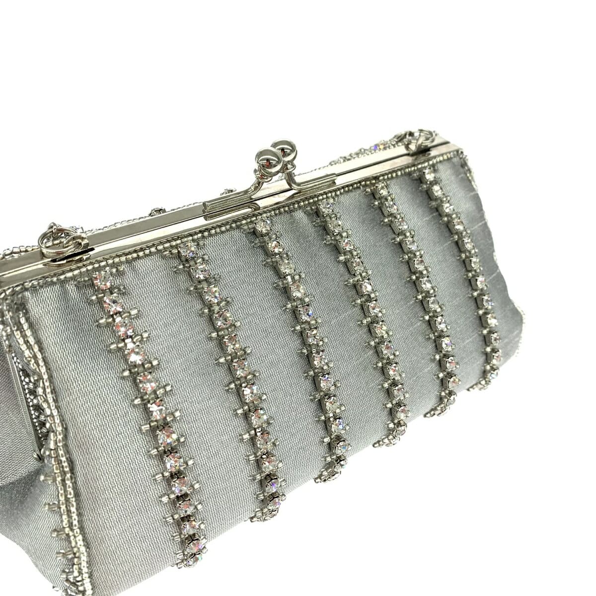 Clutch bag party bag coin purse chain bag rhinestones/satin silver color for women 4
