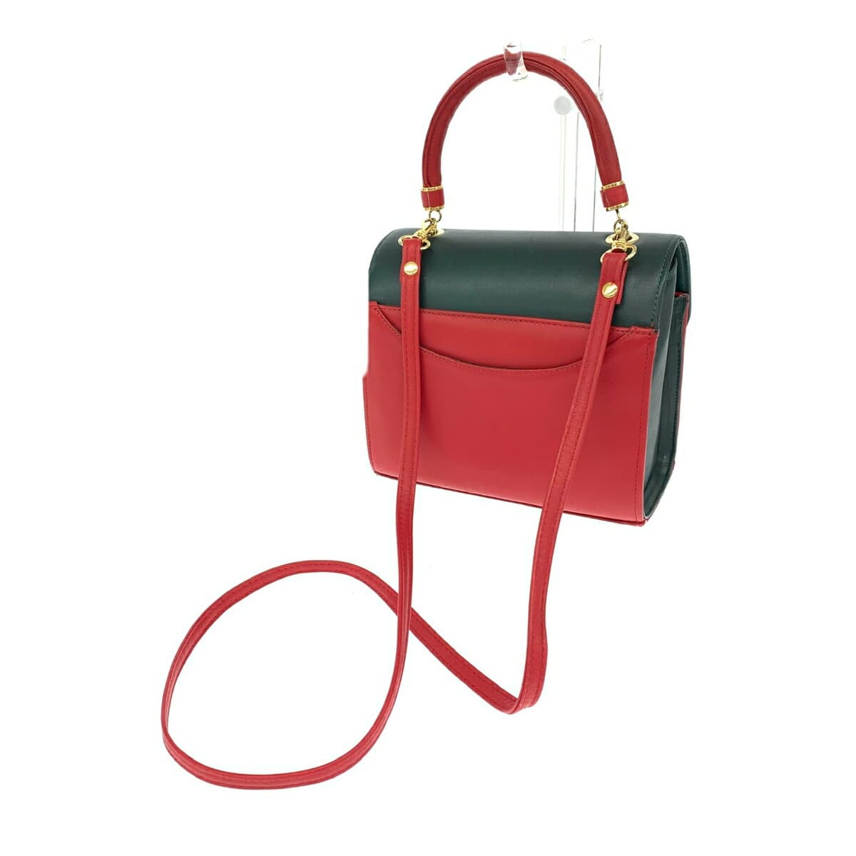 SANDNI Sandoni Sandoni/2WAY Handbag Studs/Leather Red/Green Ladies 3