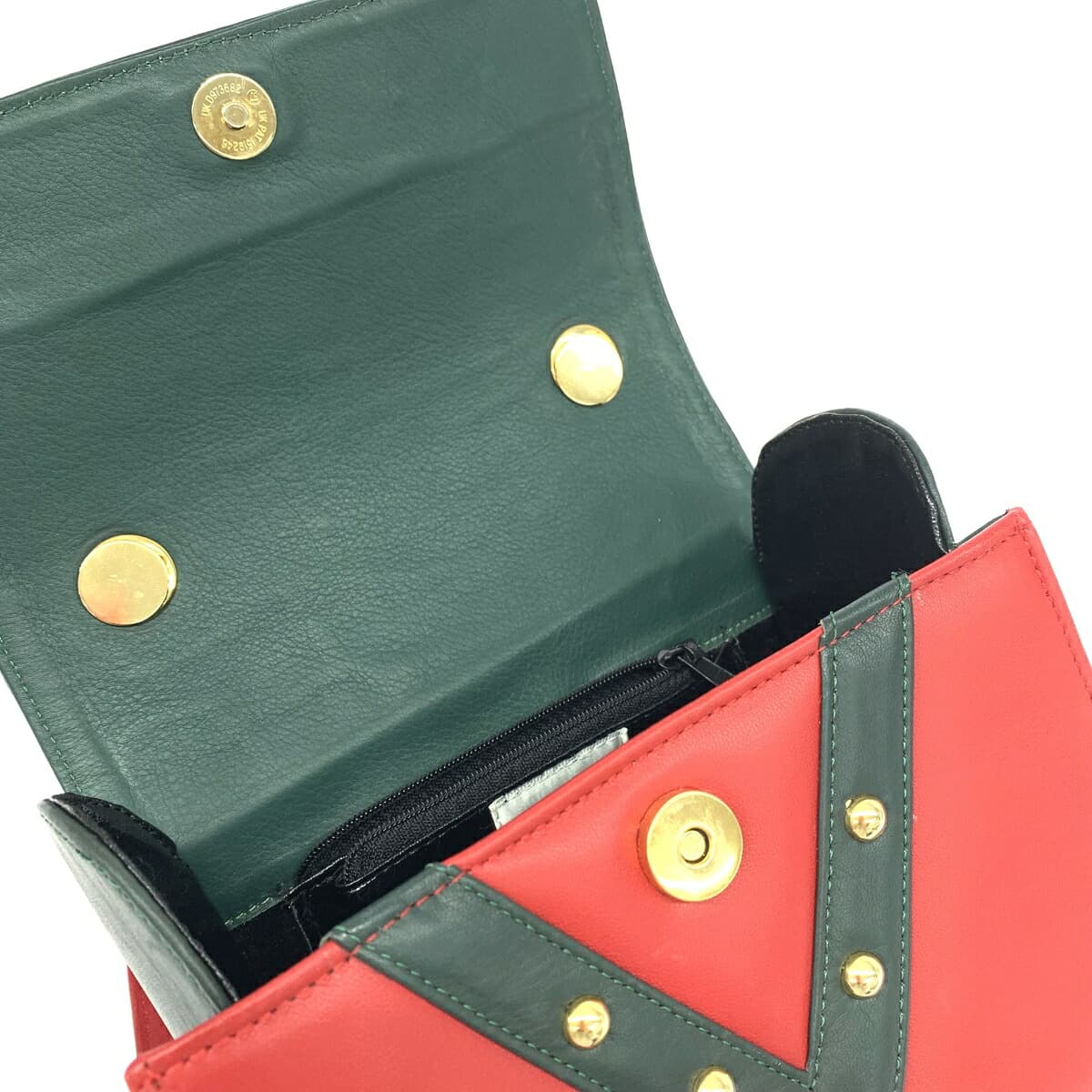 SANDNI Sandoni Sandoni/2WAY Handbag Studs/Leather Red/Green Ladies 5