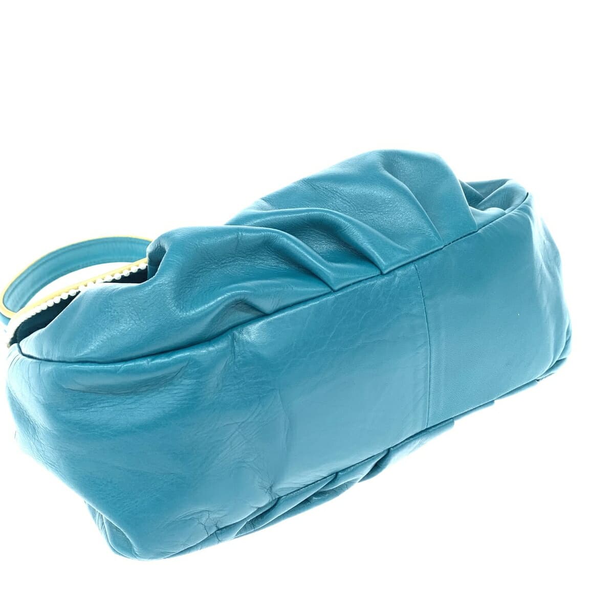 Kitamura handbag in good condition, embroidered/with rhinestones/faux pearls/leather/emeral blue for ladies 4