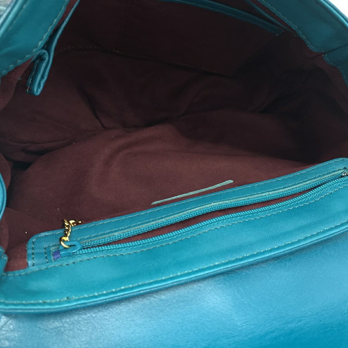 Kitamura handbag in good condition, embroidered/with rhinestones/faux pearls/leather/emeral blue for ladies 6