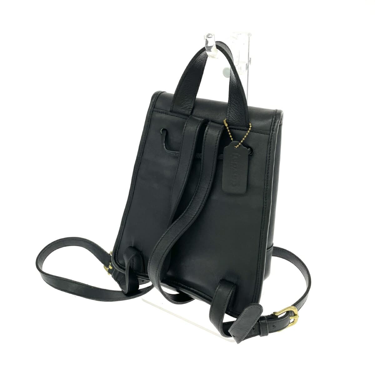 COACH Coach Old Coach Mini Backpack Made in USA Grab Tan Leather Black 9960 Turn Lock Black Ladies 3