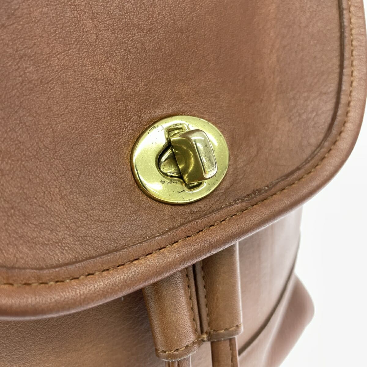 COACH Old Coach Mini Backpack Made in USA Grab Tan Leather 9960 Turn Lock Brown Ladies 5