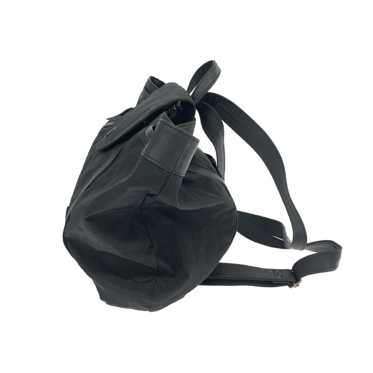 IBIZA Ibiza Drawstring Backpack Good Condition Clover Motif/Nylon × Leather Black Ladies 2