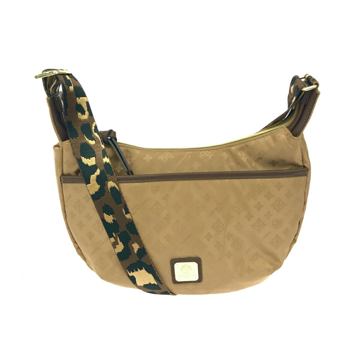 CHRISTIAN OLIVIER Shoulder Bag Excellent Condition Leopard Monogram Nylon Gold Color Women's