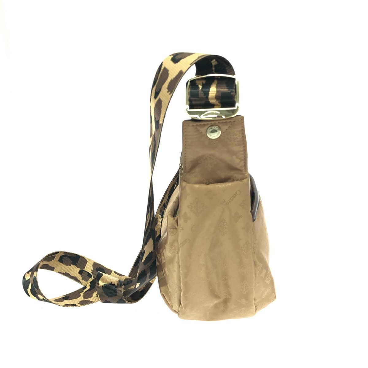 CHRISTIAN OLIVIER Shoulder Bag Excellent Condition Leopard Monogram Nylon Gold Color Women's 2