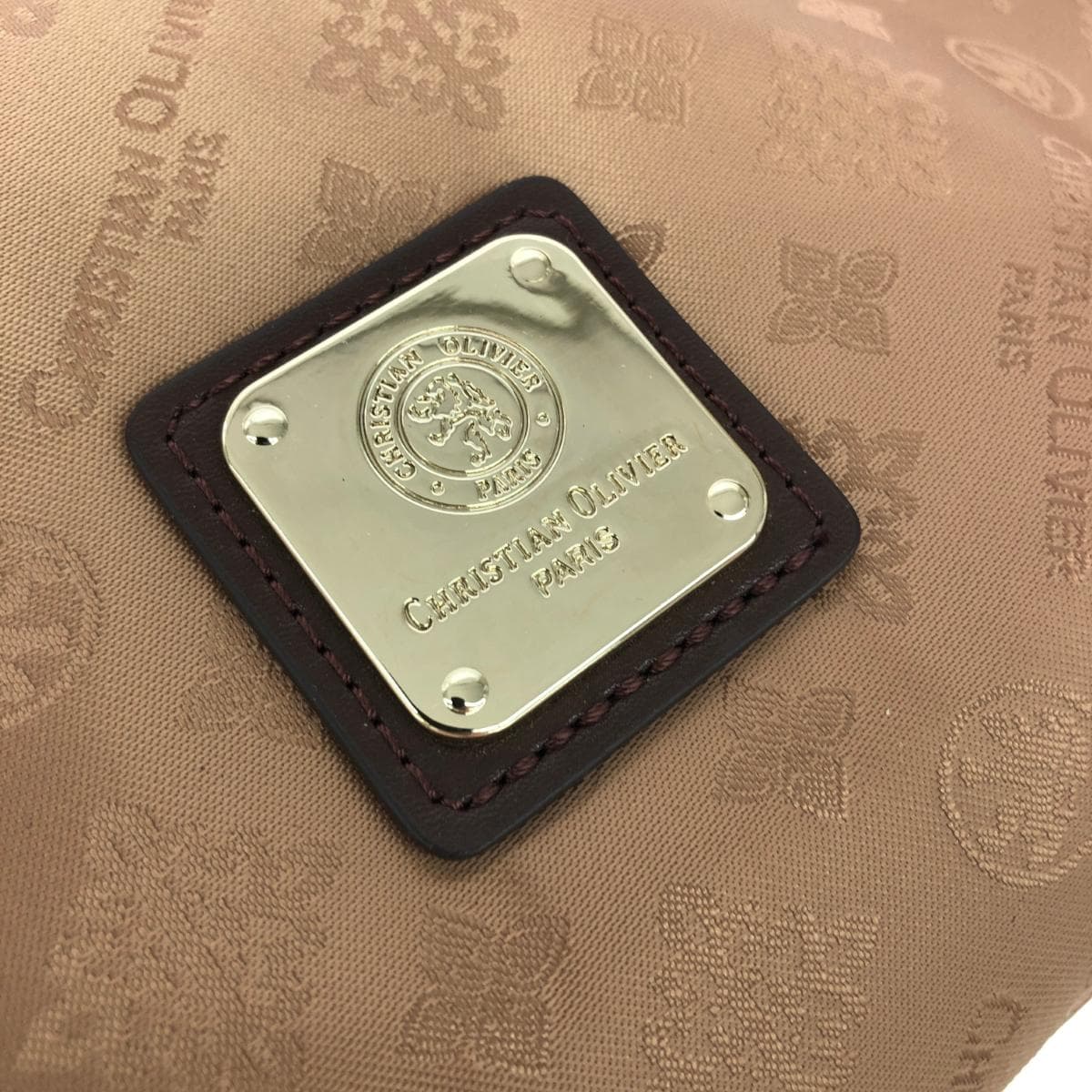 CHRISTIAN OLIVIER Shoulder Bag Excellent Condition Leopard Monogram Nylon Gold Color Women's 5