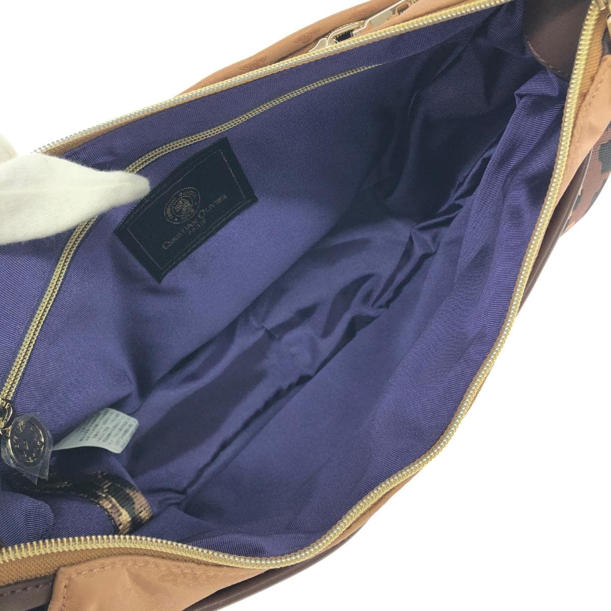 CHRISTIAN OLIVIER Shoulder Bag Excellent Condition Leopard Monogram Nylon Gold Color Women's 6