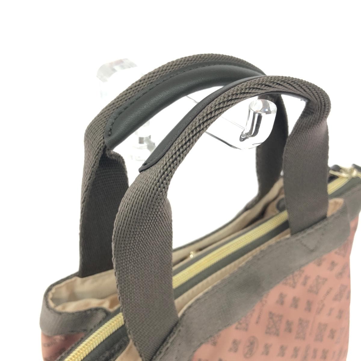 CHRISTIAN OLIVIER 2WAY tote bag in excellent condition, monogram nylon, rose gold, pink, ladies 4