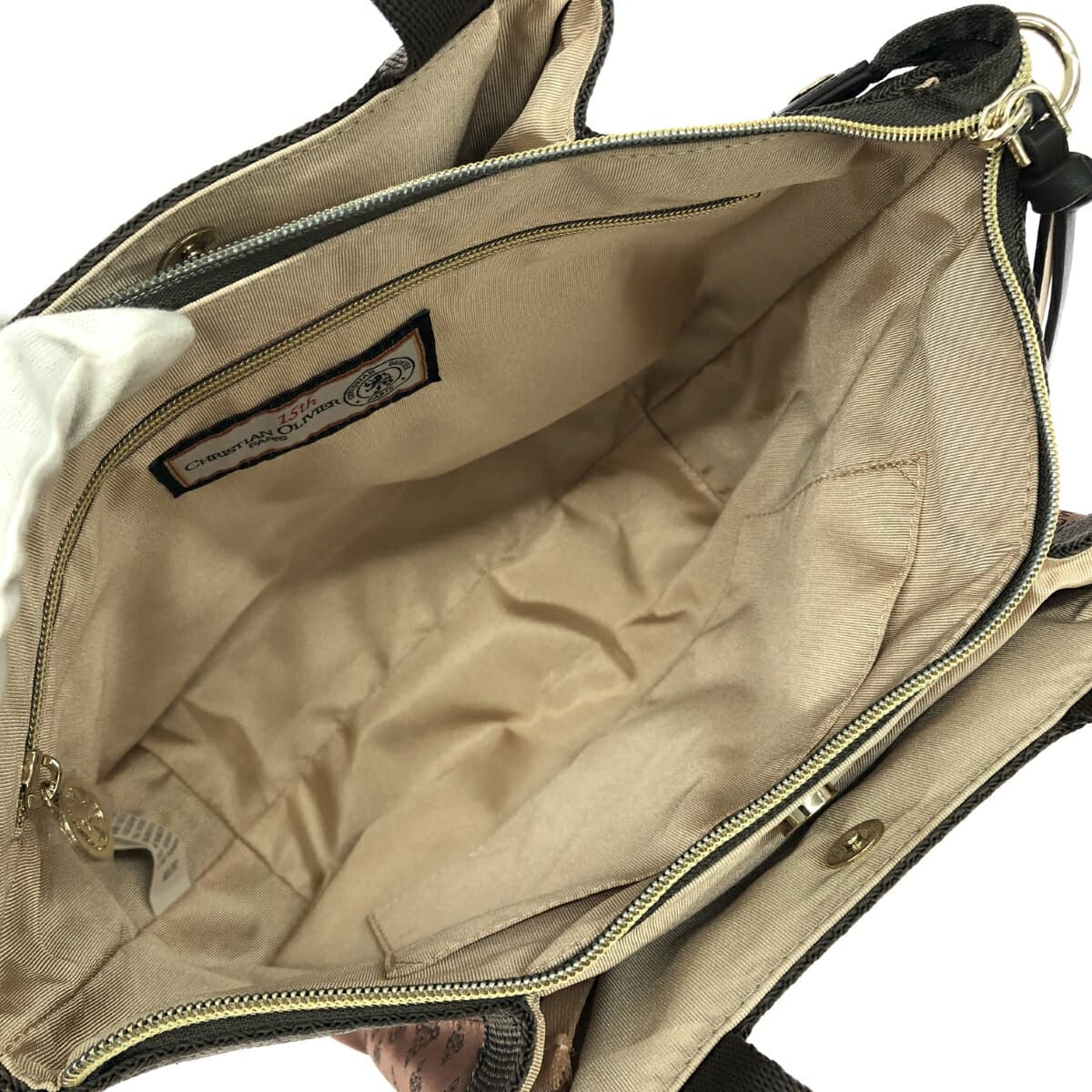 CHRISTIAN OLIVIER 2WAY tote bag in excellent condition, monogram nylon, rose gold, pink, ladies 7