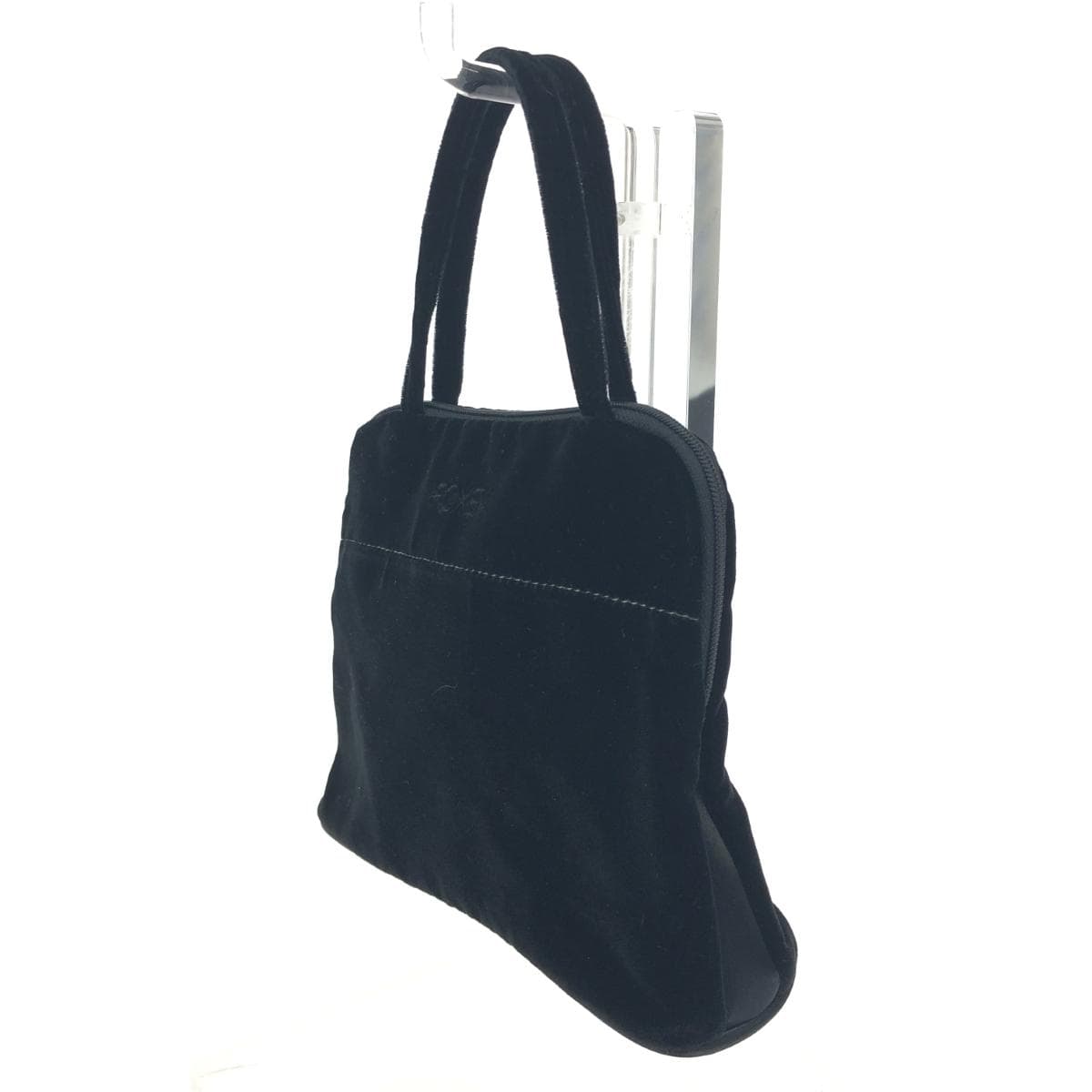 FOXEY BOUTIQUE Mini Tote Bag Good Condition Logo Embroidery/Velvet Black Ladies 3