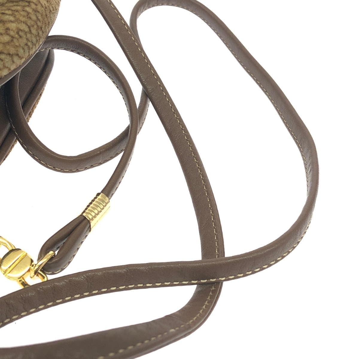 Borbonese Mini Shoulder Bag in Good Condition, Quail Pattern/Leather, Brown, Women's 7