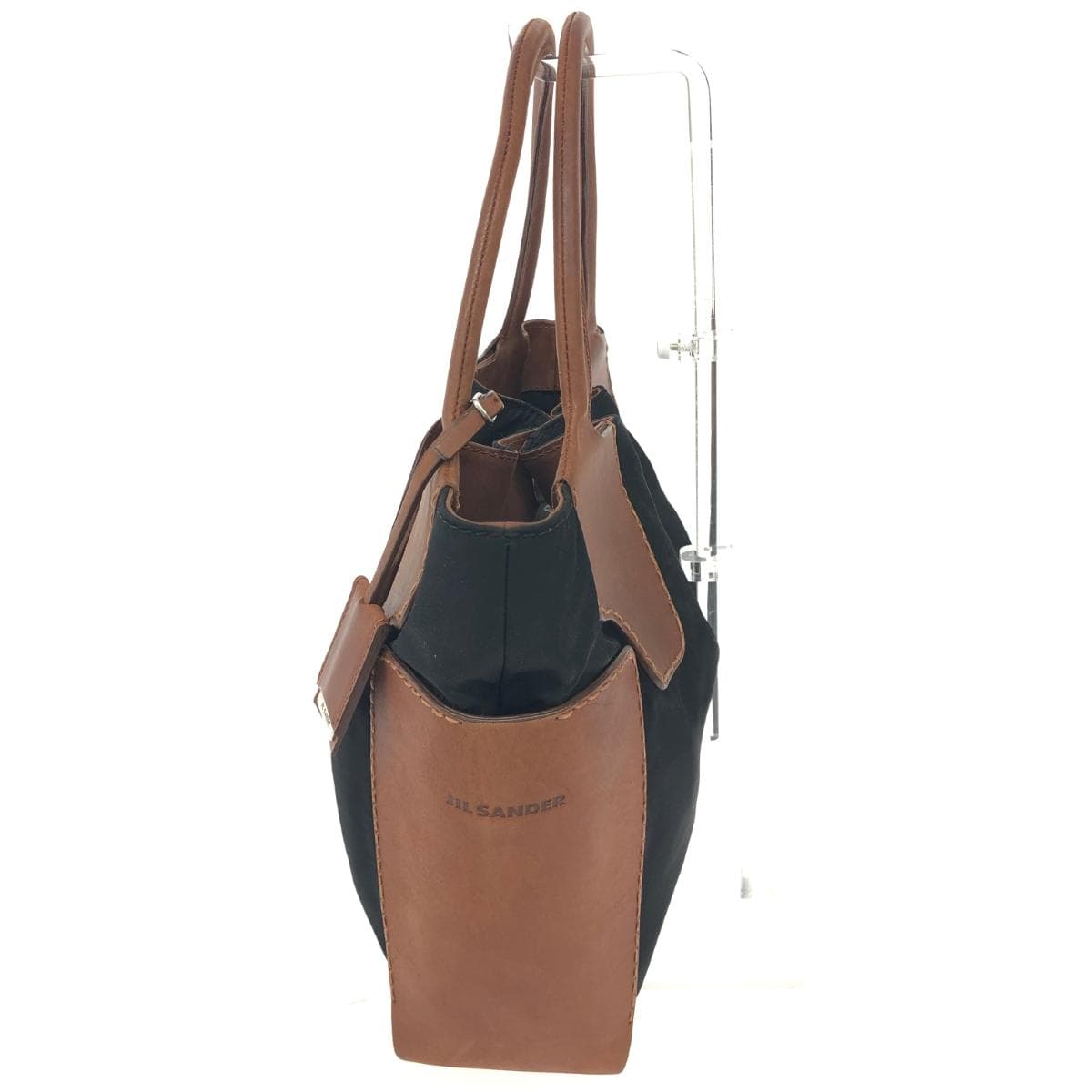 JIL SANDER Handbag Nylon × Leather Black/Brown Men's 2