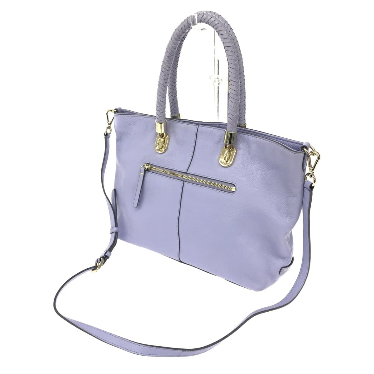 Cole Haan 2WAY Tote Bag Woven Handle Leather Purple Ladies 3