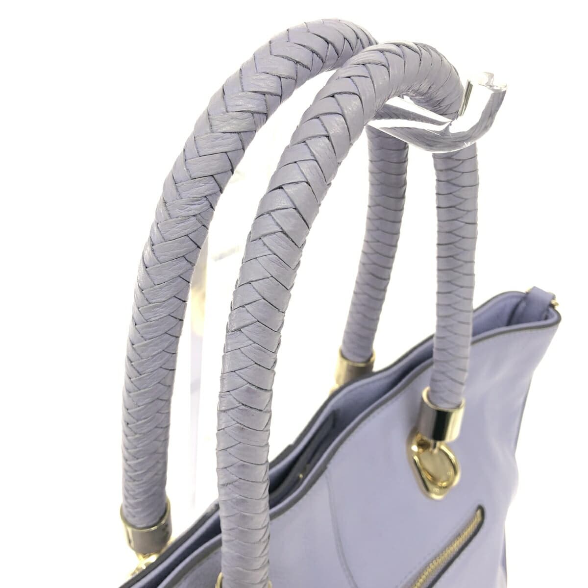 Cole Haan 2WAY Tote Bag Woven Handle Leather Purple Ladies 4