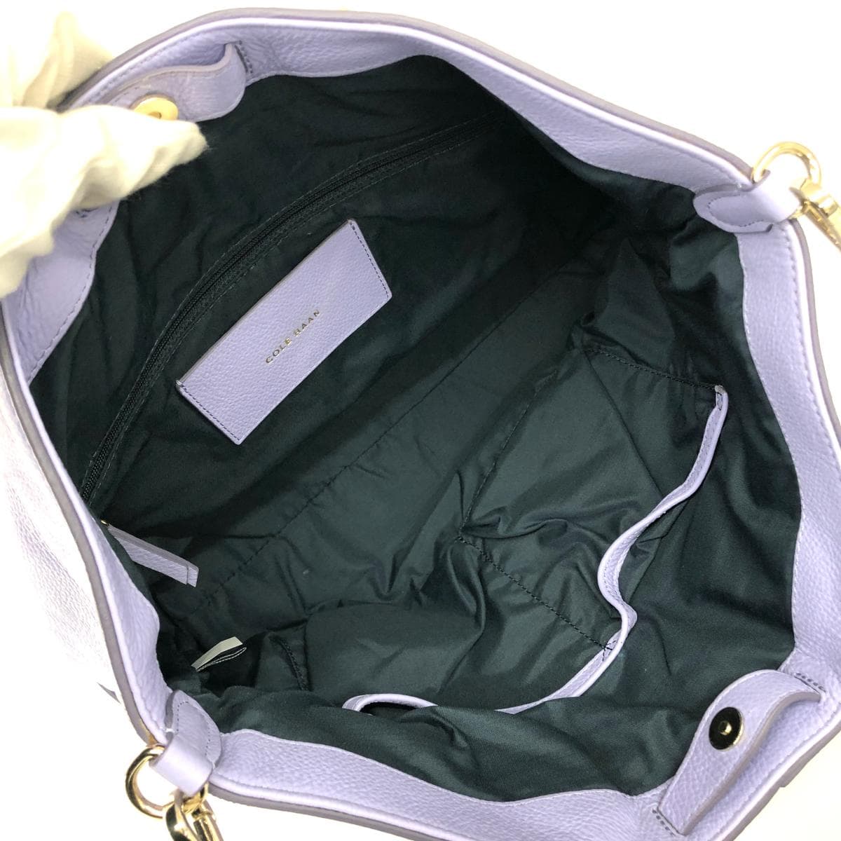 Cole Haan 2WAY Tote Bag Woven Handle Leather Purple Ladies 6