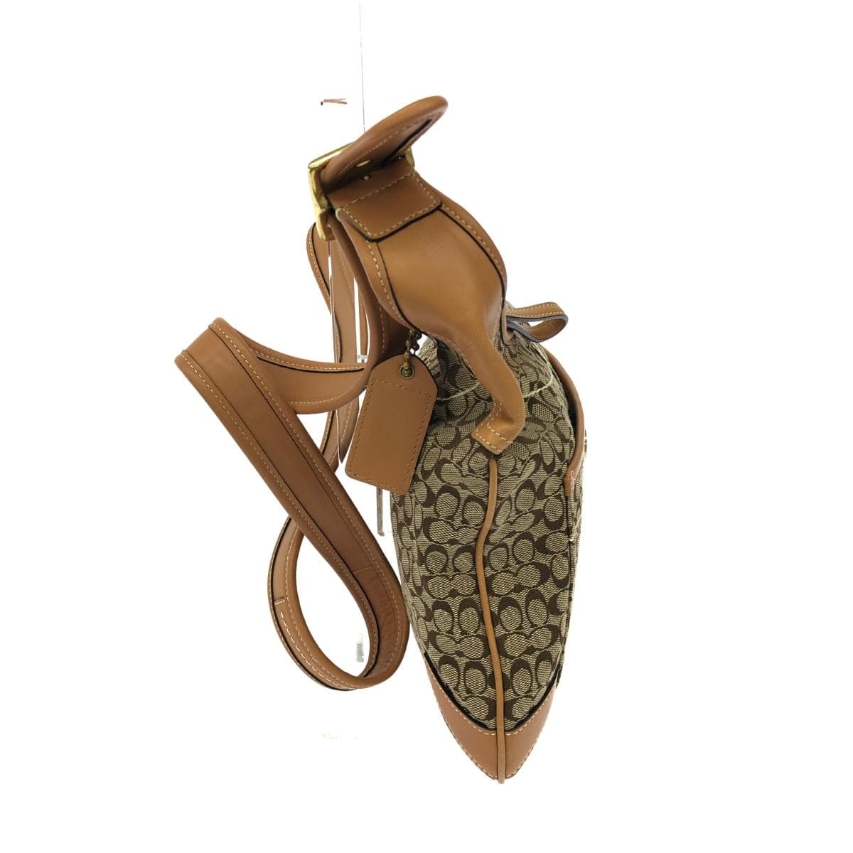 COACH Shoulder Bag Signature Canvas × Leather Beige Women's 2