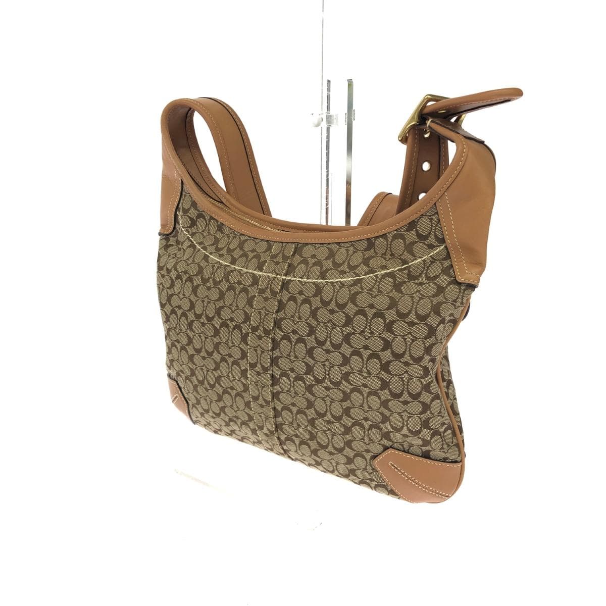 COACH Shoulder Bag Signature Canvas × Leather Beige Women's 3