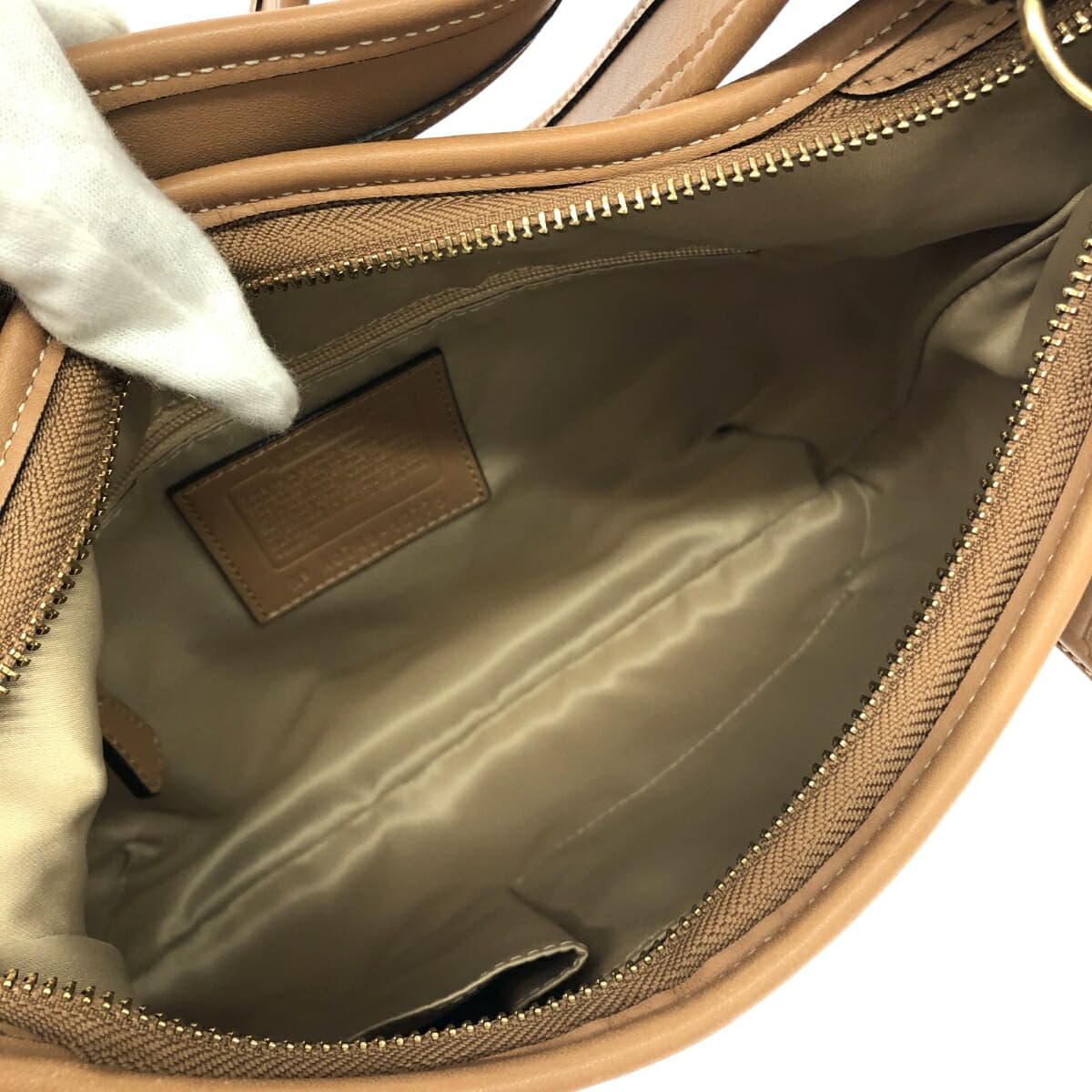 COACH Shoulder Bag Signature Canvas × Leather Beige Women's 6