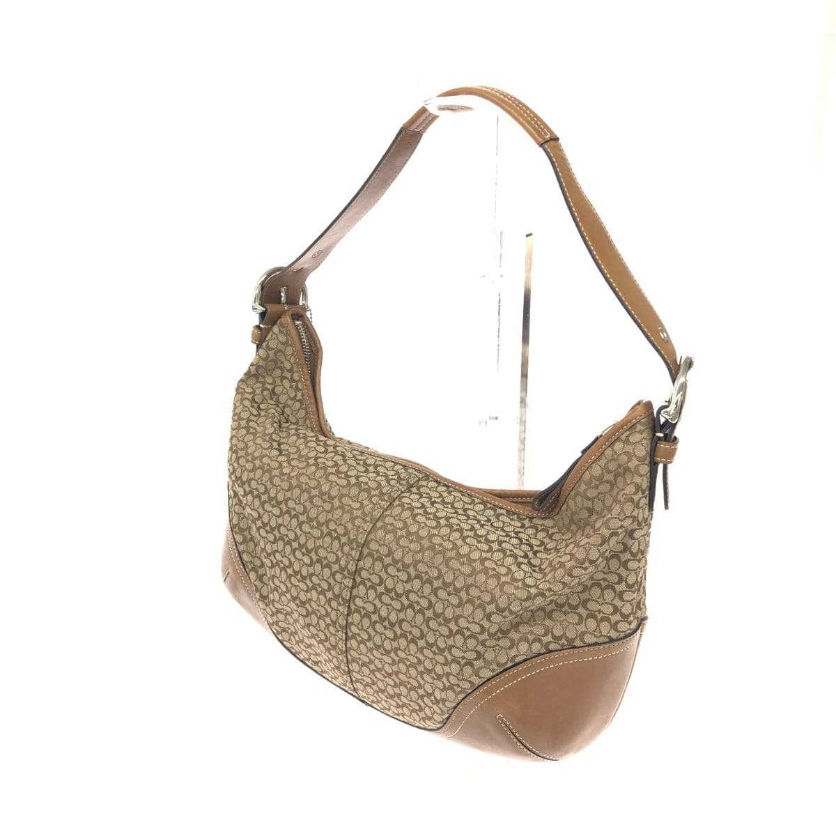 COACH Coach One Shoulder Bag Good Condition Mini Signature Canvas × Leather Beige Ladies 3