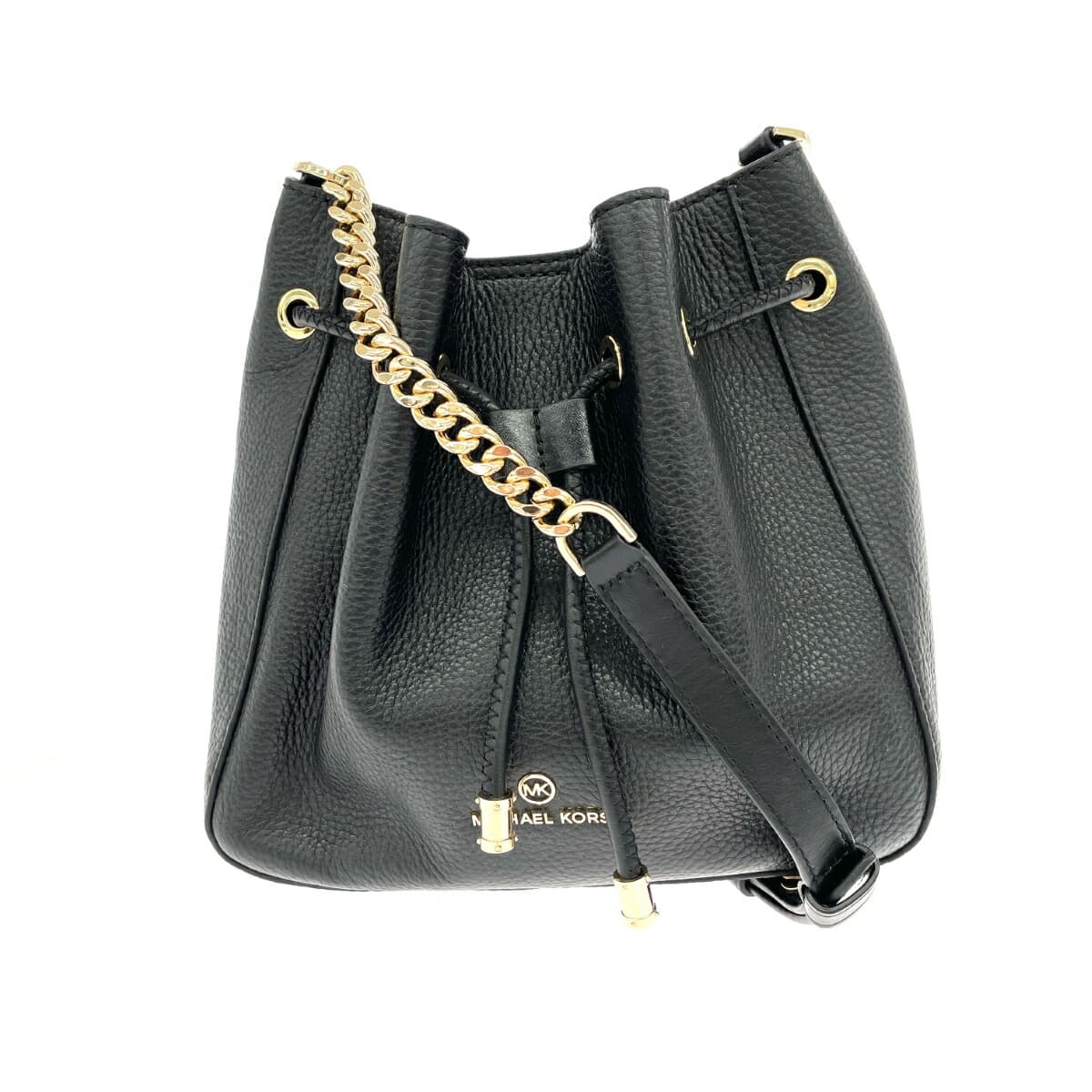 MICHAEL KORS Drawstring Shoulder Bag Good Condition Leather Black Ladies