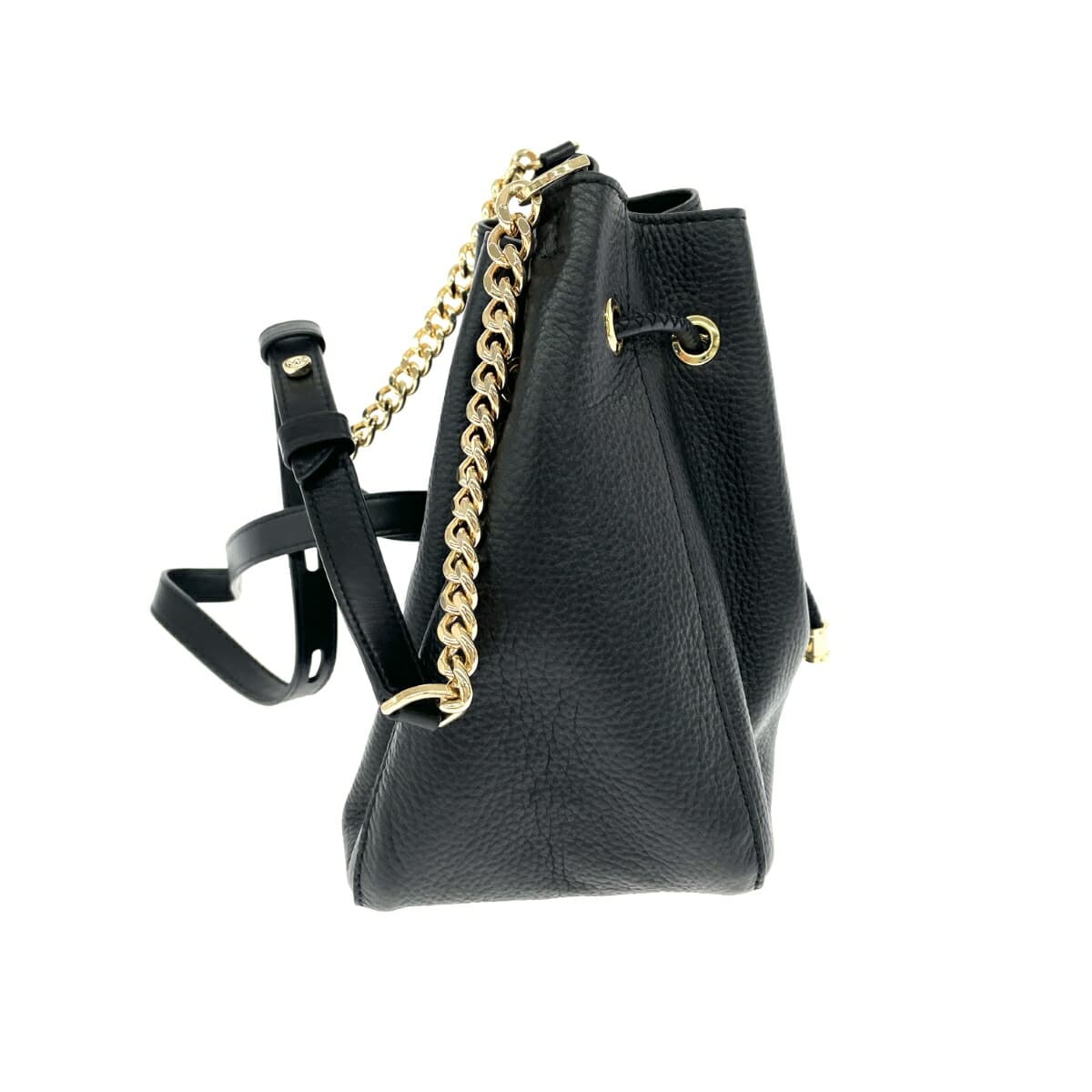 MICHAEL KORS Drawstring Shoulder Bag Good Condition Leather Black Ladies 2