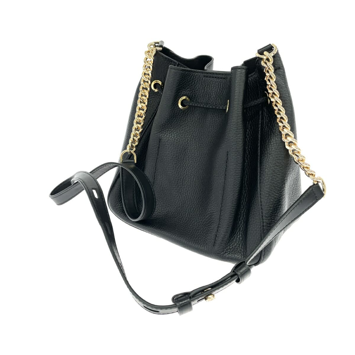 MICHAEL KORS Drawstring Shoulder Bag Good Condition Leather Black Ladies 3