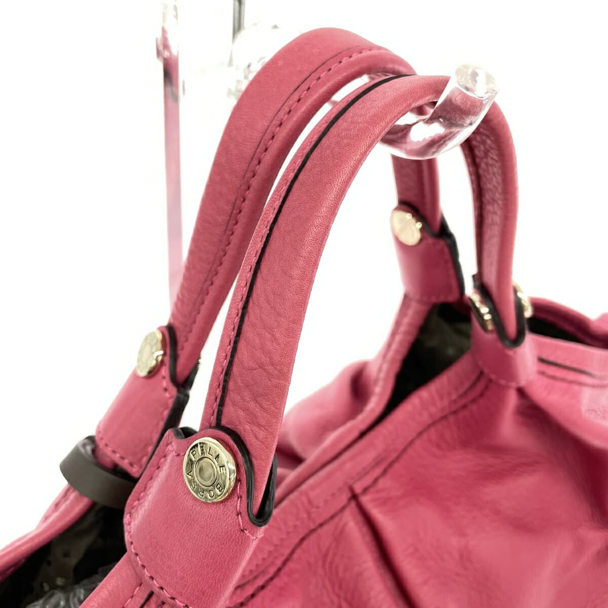 PELLE BORSA 2WAY Bag Leather Pink Women's 4