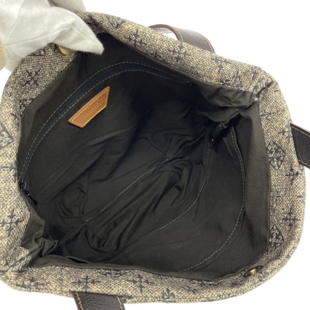 Russet Rassit handbag in good condition, felt × leather, brown, for women 6