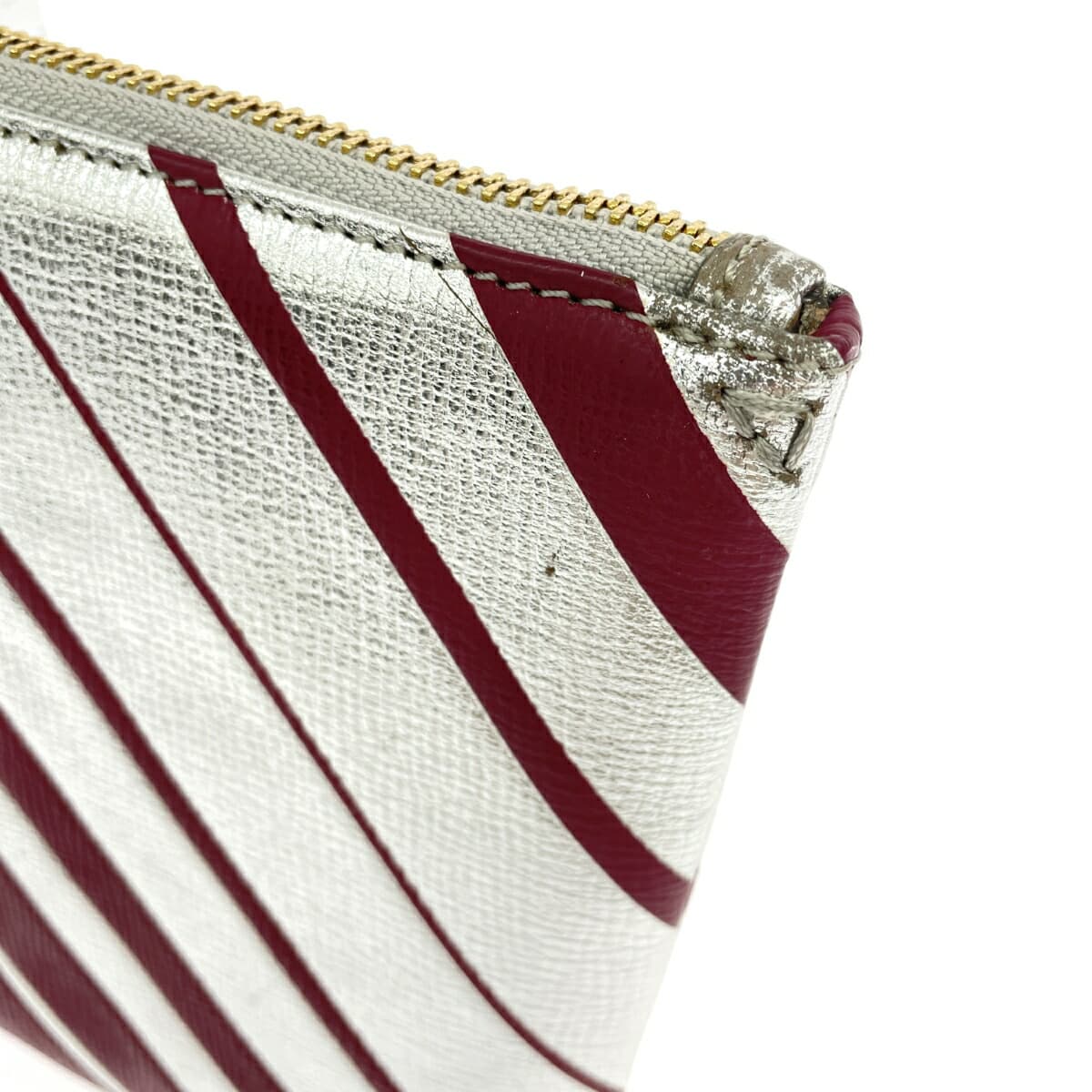 ANYA HINDMARCH Clutch Bag Leather Tassel Silver Color/Bordeaux Ladies 10