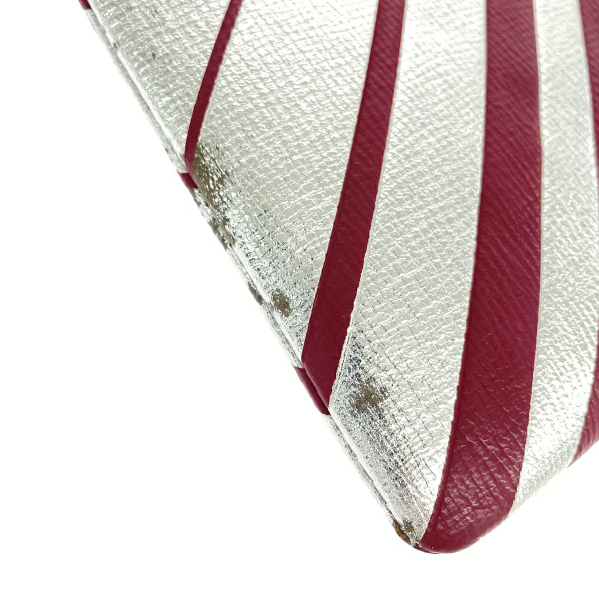 ANYA HINDMARCH Clutch Bag Leather Tassel Silver Color/Bordeaux Ladies 9