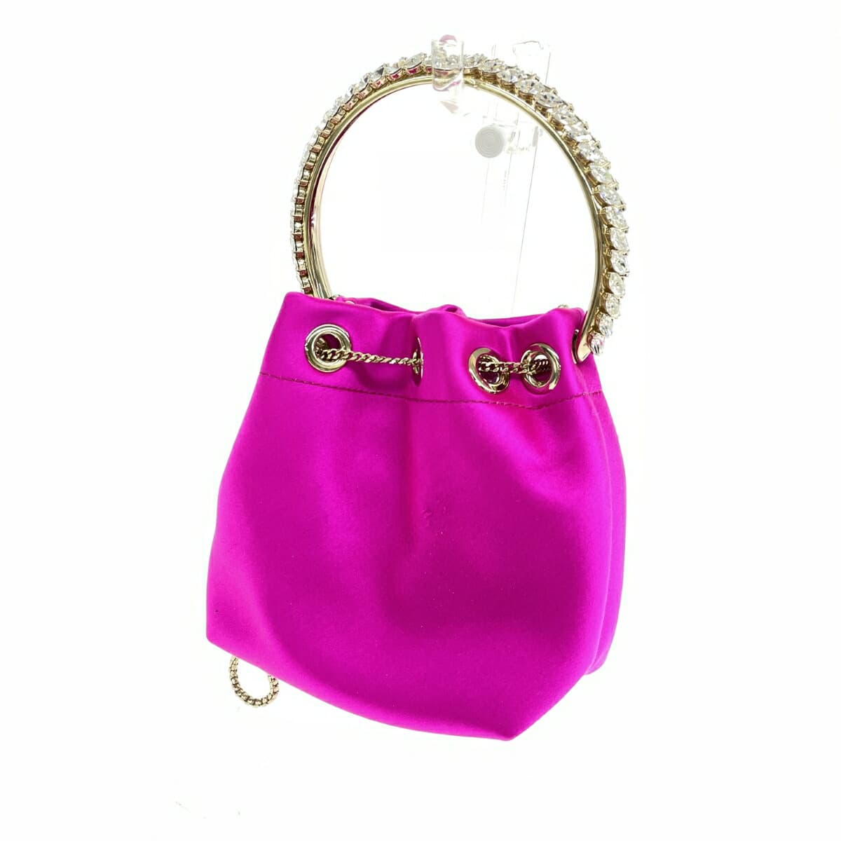 JIMMY CHOO Bonbon Satin Bijou Drawstring Bag Pink Ladies 3