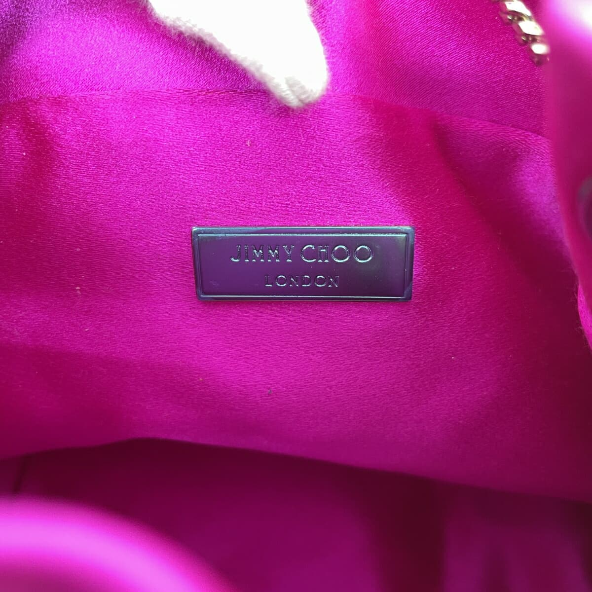 JIMMY CHOO Bonbon Satin Bijou Drawstring Bag Pink Ladies 7