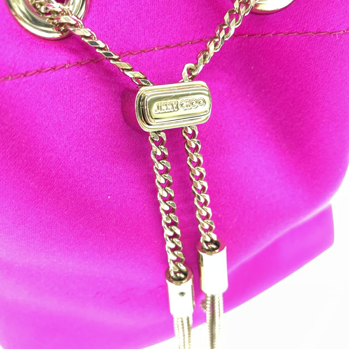 JIMMY CHOO Bonbon Satin Bijou Drawstring Bag Pink Ladies 8