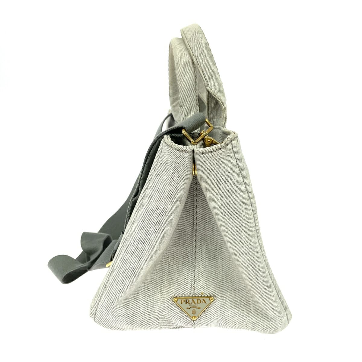 PRADA Canapa Tote Denim Gray Women's 2