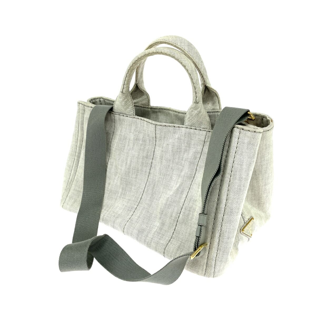 PRADA Canapa Tote Denim Gray Women's 3
