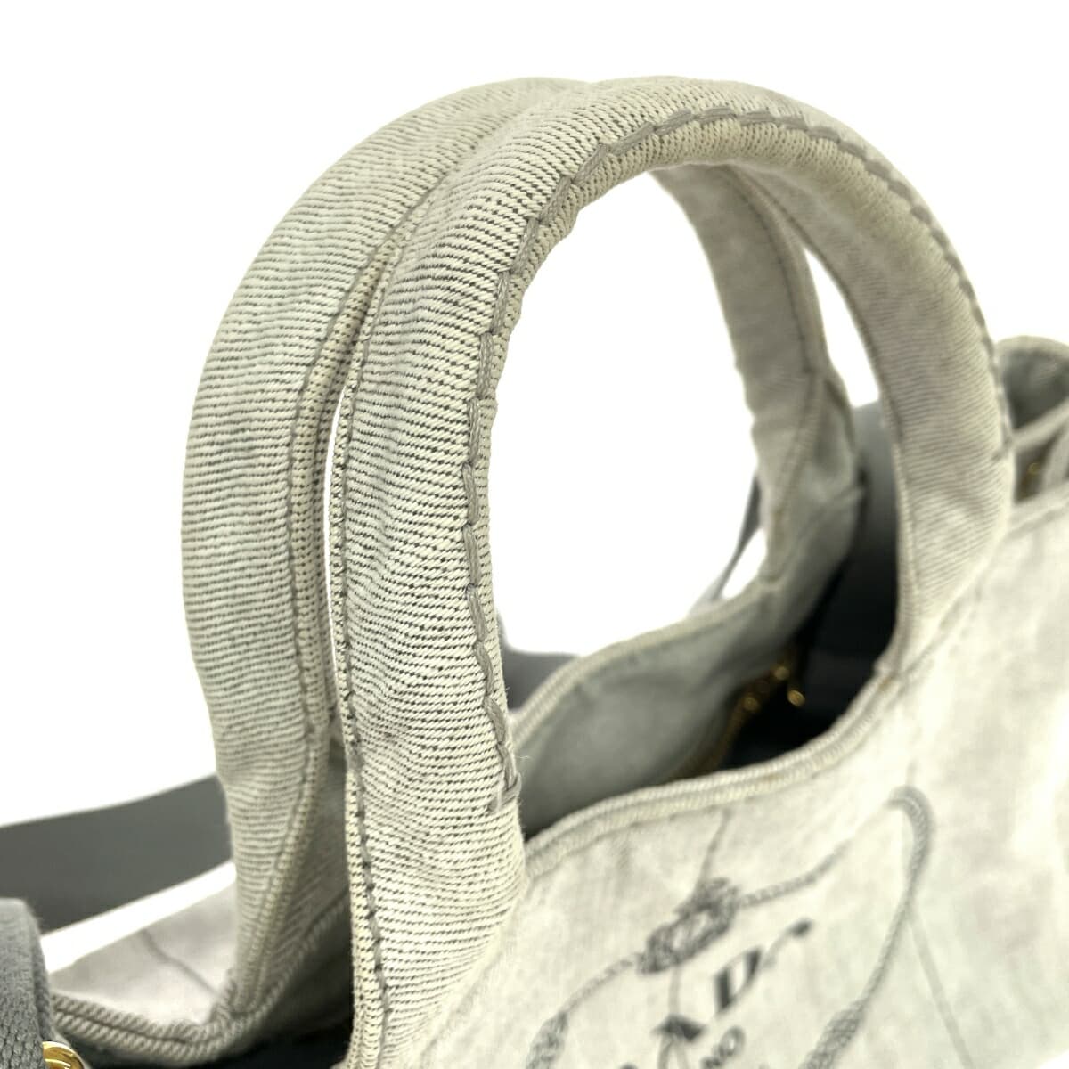 PRADA Canapa Tote Denim Gray Women's 4